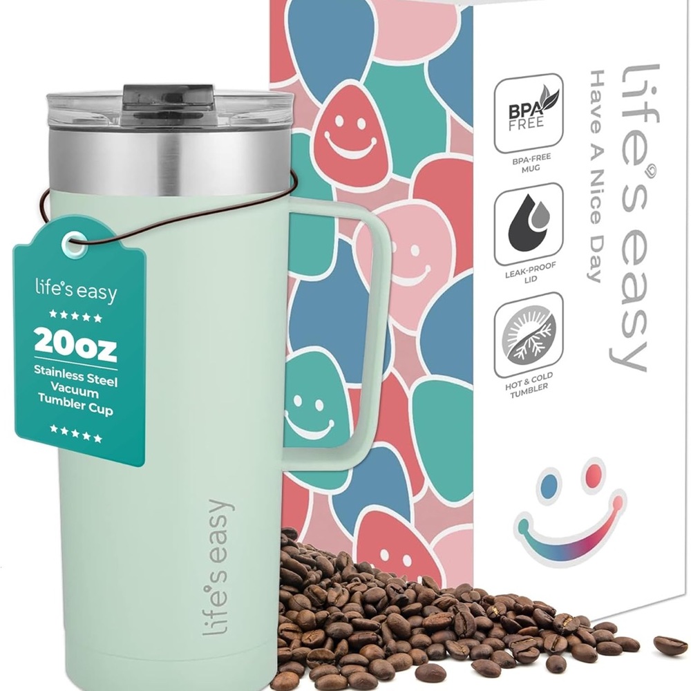 Mint Green Tumbler with Handle